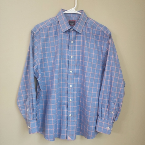 Untuckit Men's Blue and Pink Shirt Wrinkle Free Relaxed Fit 100% Cotton Size M - Picture 1 of 8